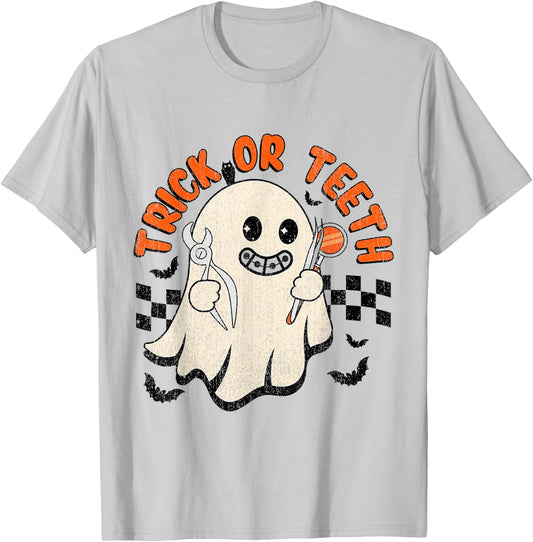 Orthodontist Halloween Trick Or Treat Dentist, Dental Assis T-Shirt - T-Shirt | Ash