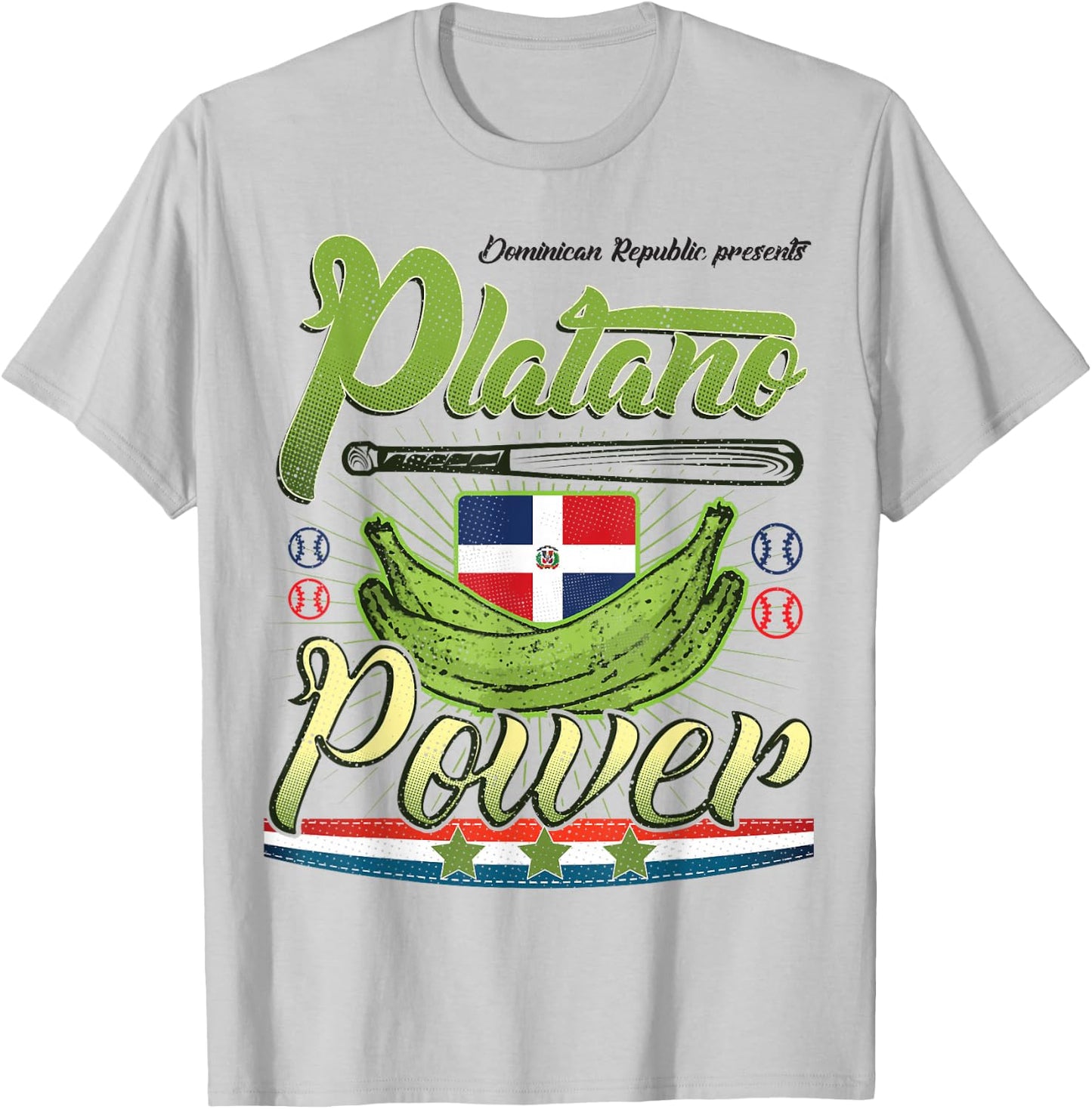 Dominican Republic Flag platano power T-Shirt - T-Shirt | Ash