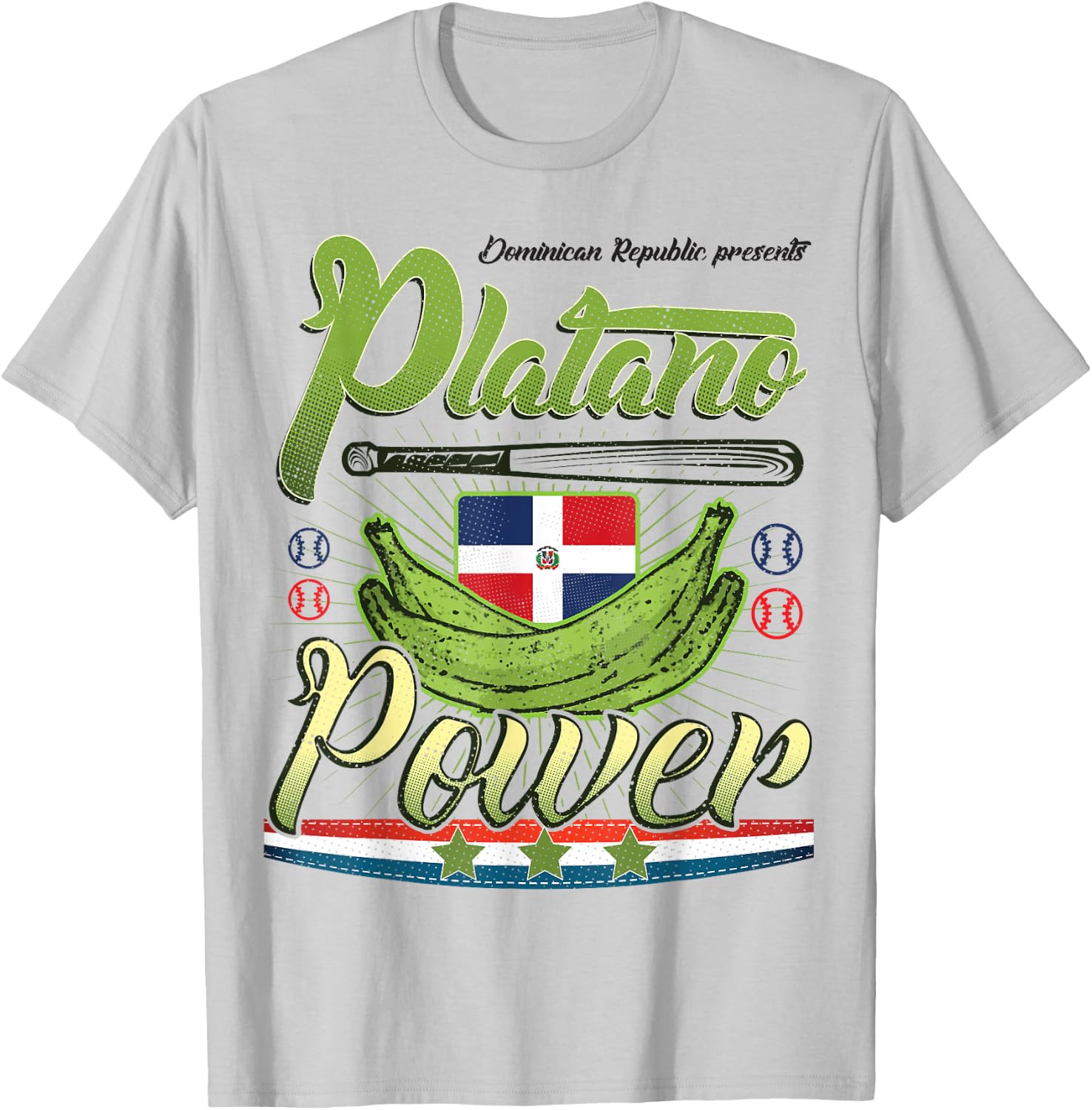 Dominican Republic Flag platano power T-Shirt - T-Shirt | Ash