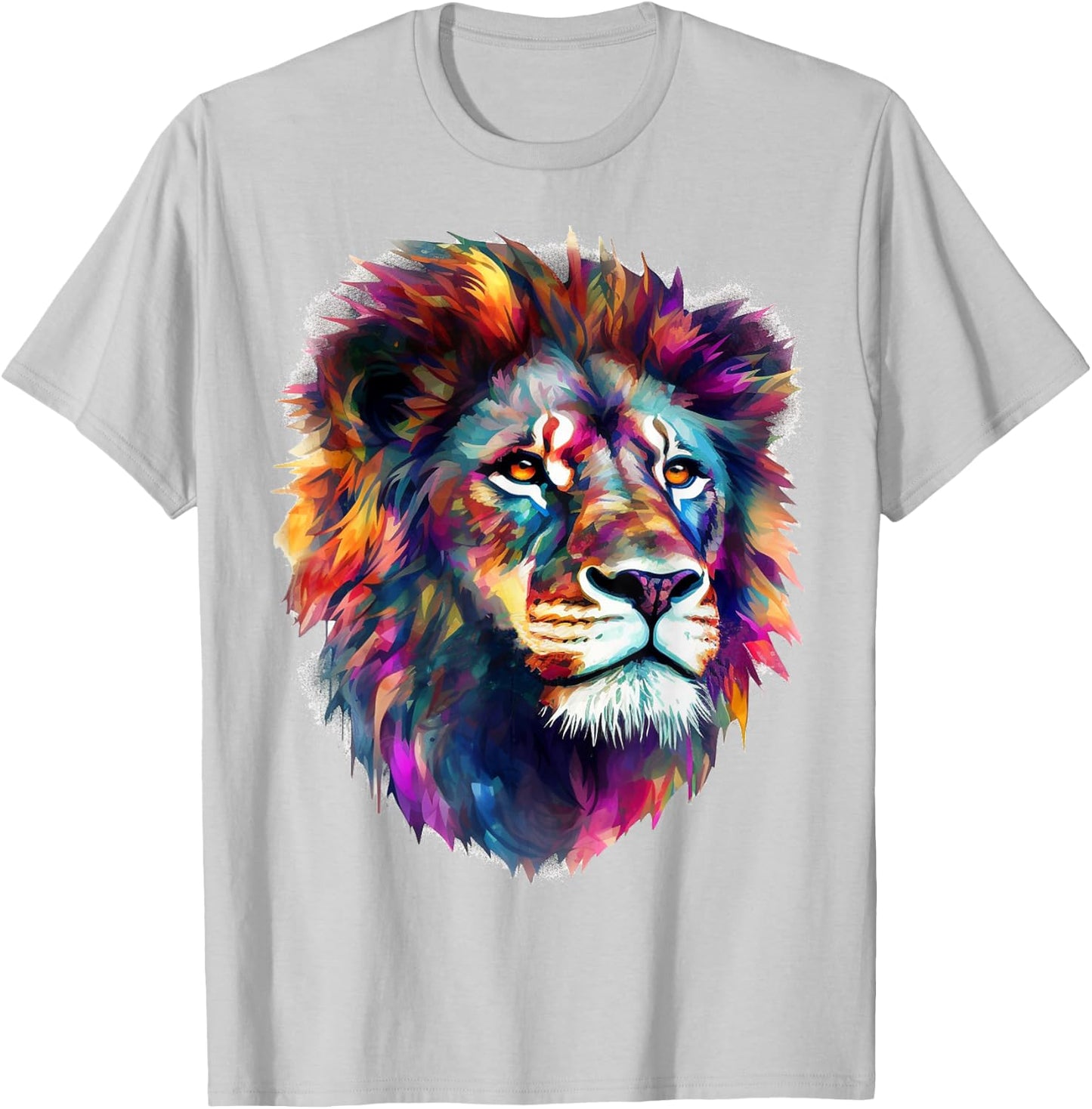 Lion Art - Colourful Animal Lion T-Shirt - T-Shirt | Ash