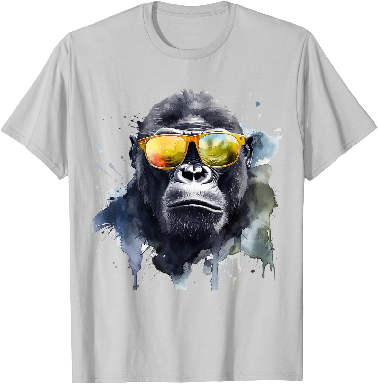 Gorilla Sunglasses Artwork - Animal Art Monkey Zoo Gorilla T-Shirt - T-Shirt | Ash