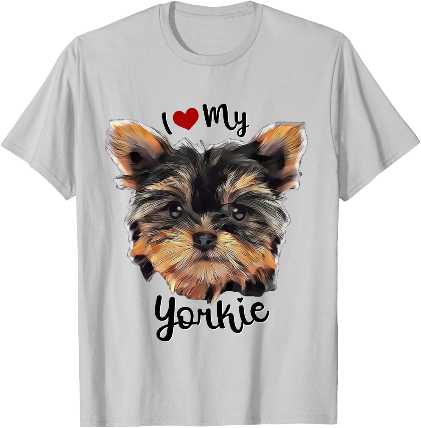 Cute Yorkie I Love My Yorkie Dog Lover Breed Puppy Men Women Girls Kids T-Shirt - T-Shirt | Ash