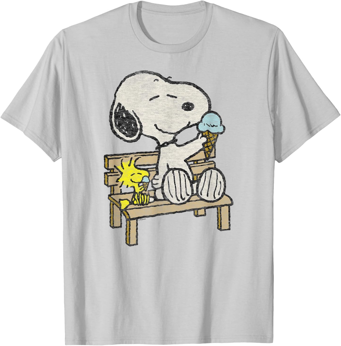 Peanuts - Snoopy Woodstock Bench T-Shirt - T-Shirt | Ash
