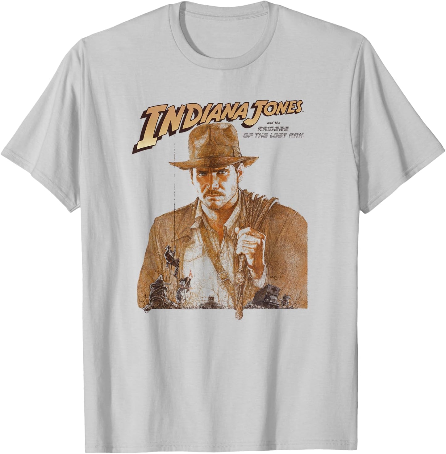 Indiana Jones Raiders of The Lost Ark Tonal Movie Poster T-Shirt - T-Shirt | Ash