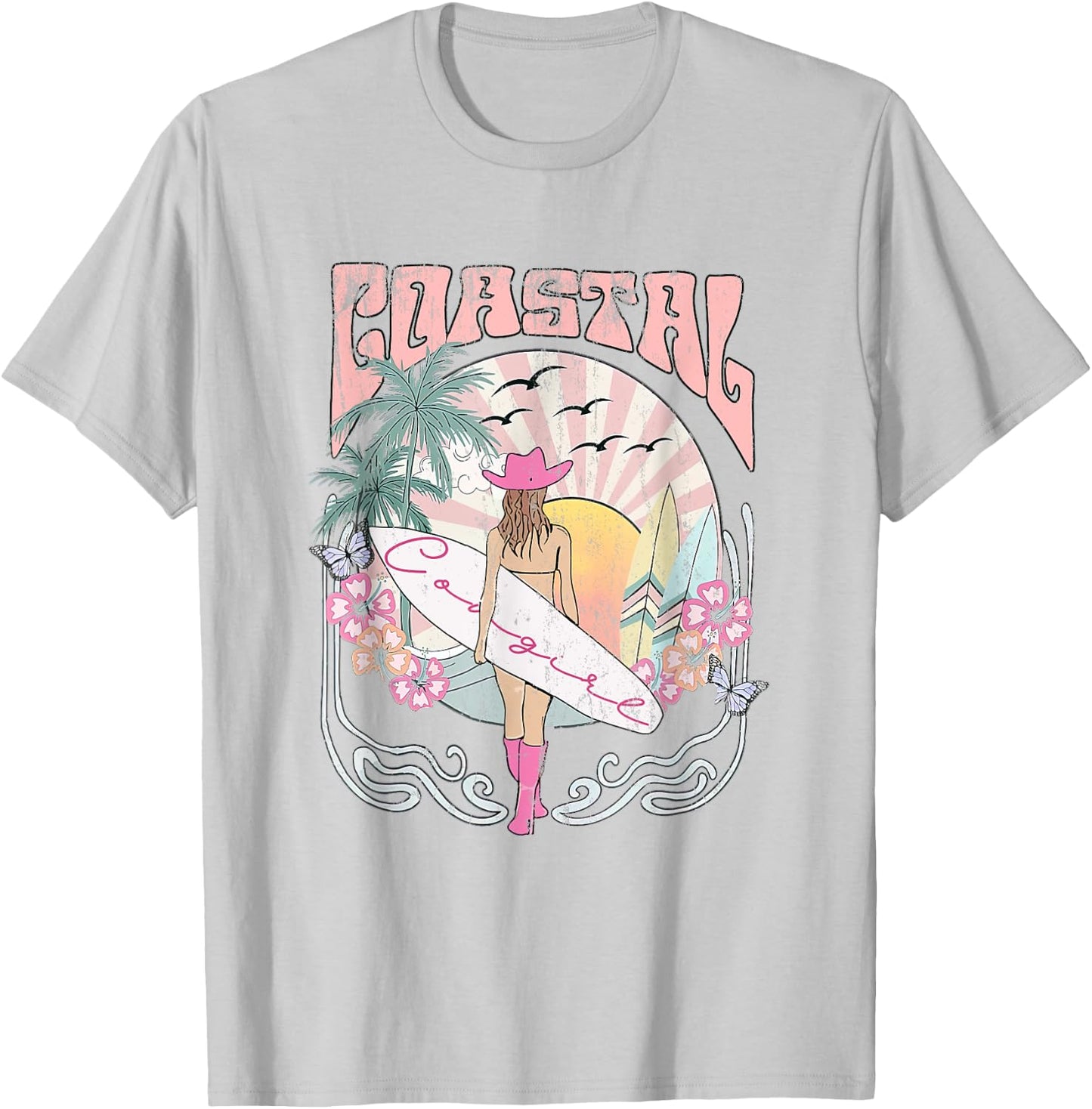 Coastal Cowgirl Aesthetic Cowgirl Surf Beach Cowgirls Outfit T-Shirt - T-Shirt | Ash