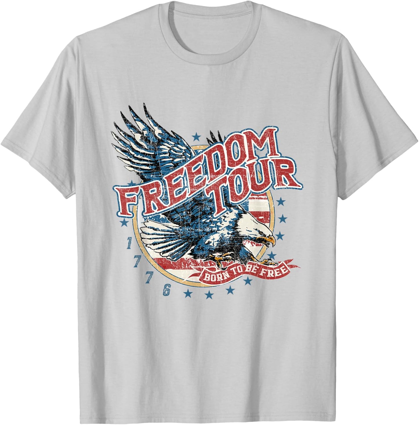 Retro Freedom Funny Tour Since 1776 4th Of July Eagle Men T-Shirt - T-Shirt | Ash