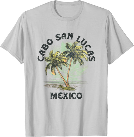 Cabo San Lucas Mexico Palms Vintage Beach T-Shirt - T-Shirt | Ash
