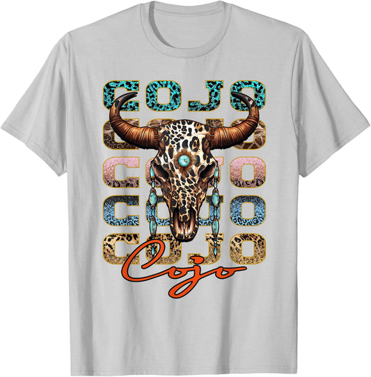 Vintage Rodeo Cojo Western Deserts Bull-Skull Cowhide Cojo T-Shirt - T-Shirt | Ash