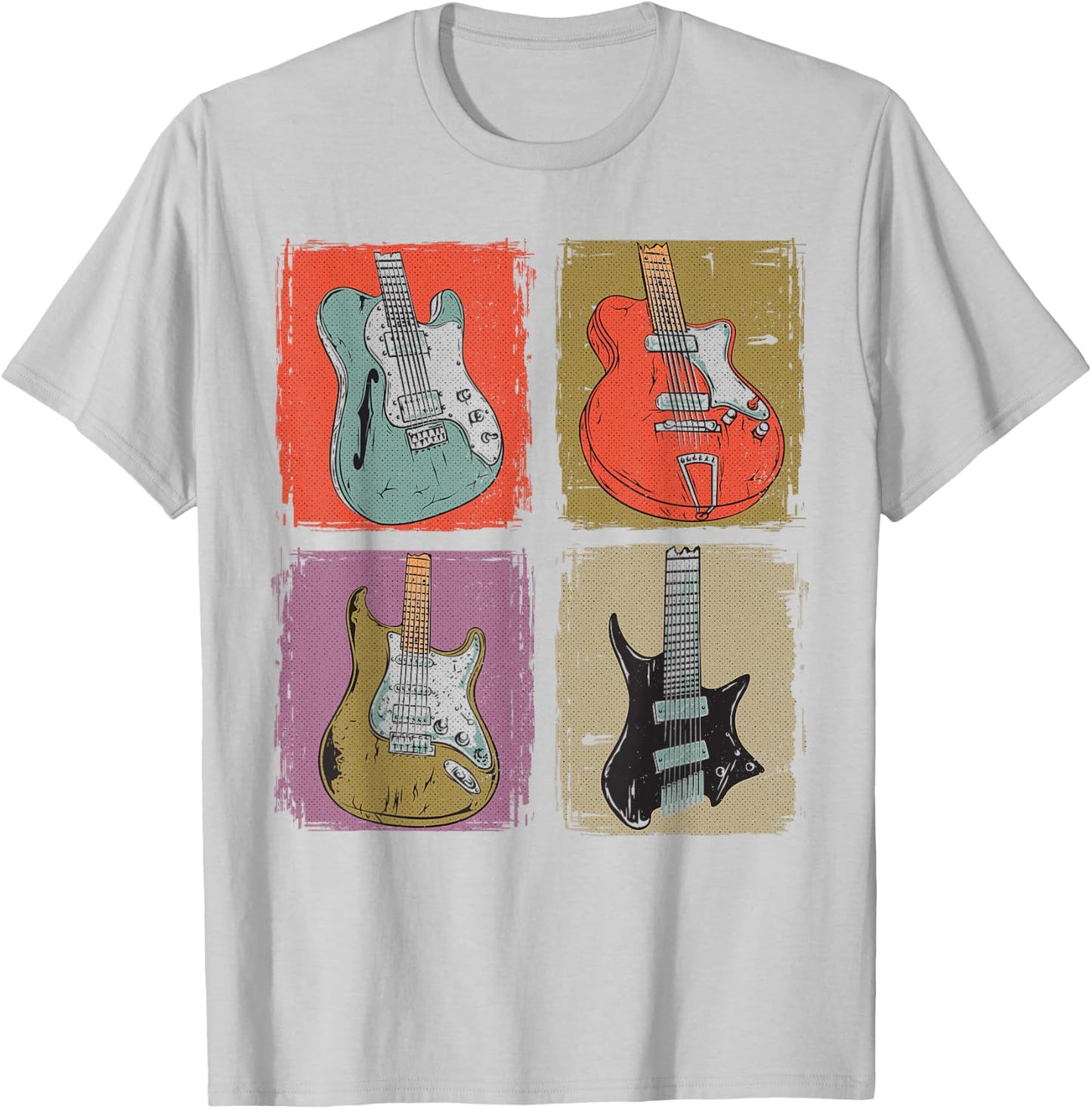 Electric Guitar Collection Band Guitarist Vintage Music T-Shirt - T-Shirt | Ash