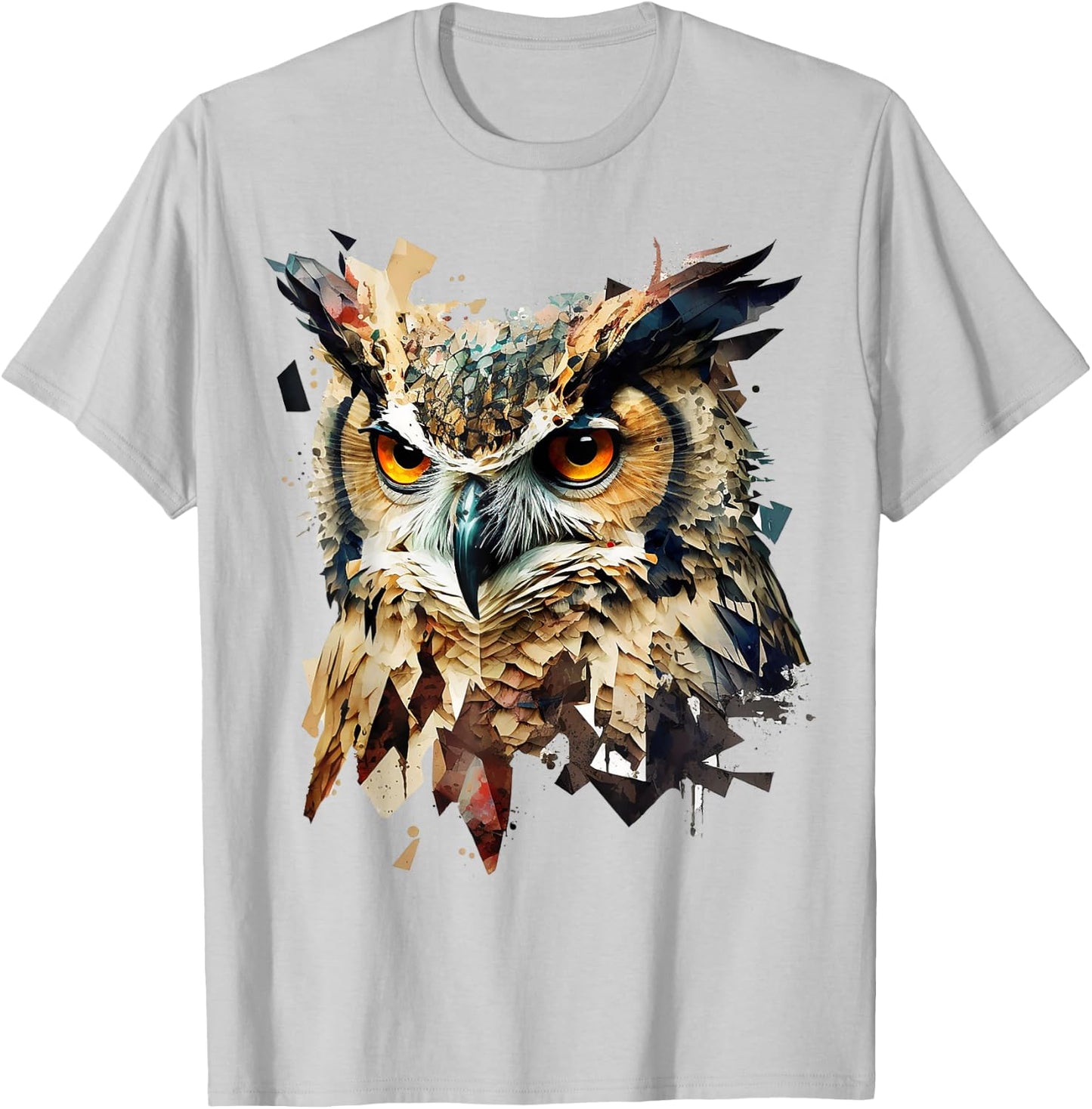 Art abstract owl bird animals T-Shirt - T-Shirt | Ash