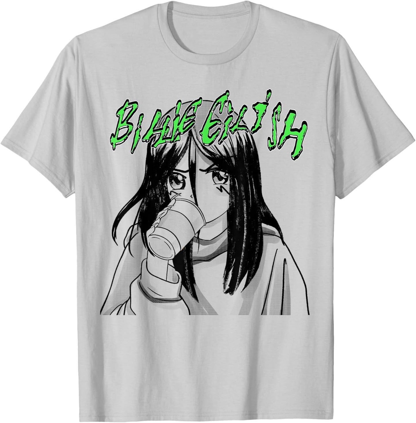 Official Billie Eilish Coffee Animated Small T-Shirt - T-Shirt | Ash