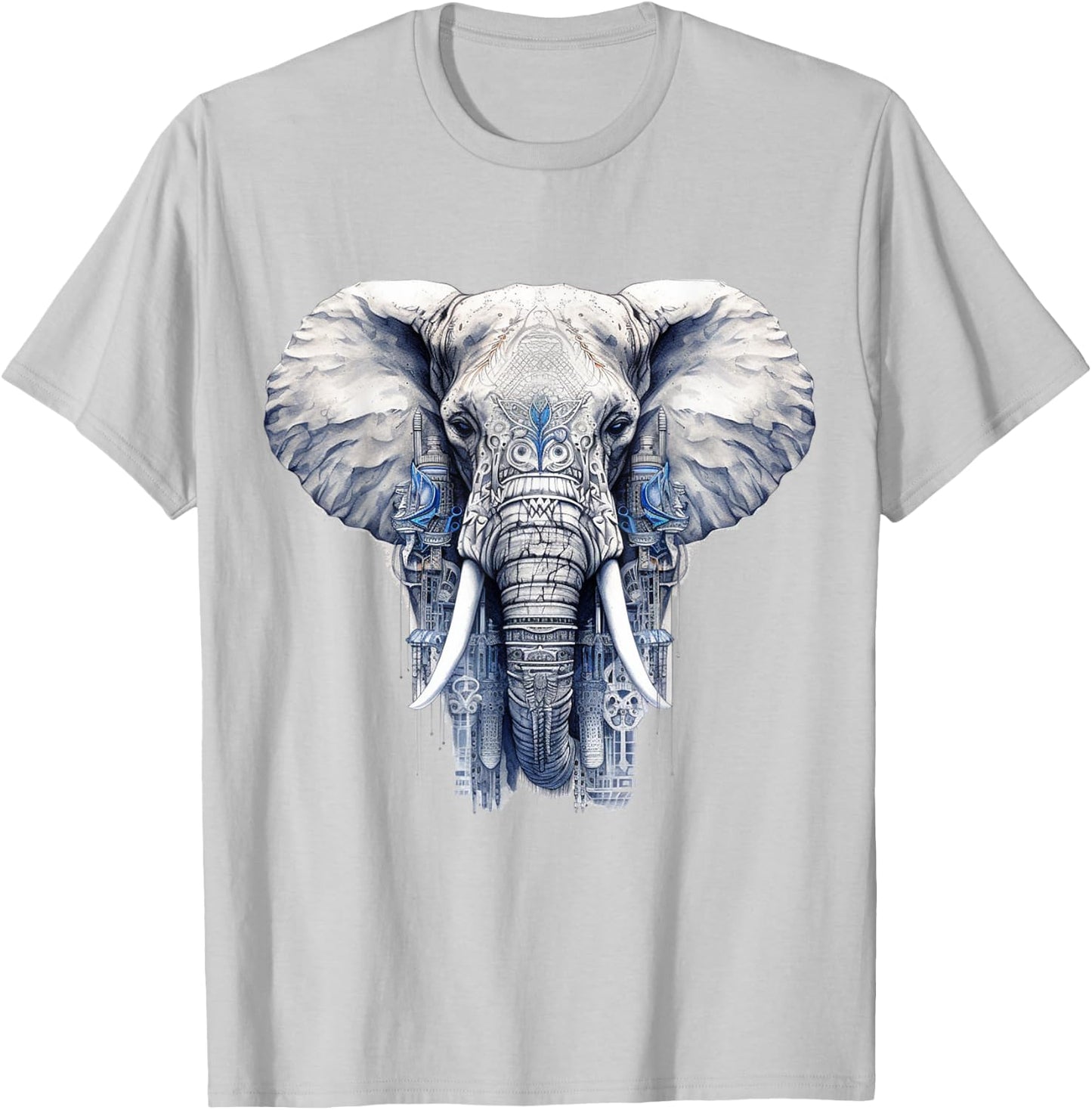 Elephant Artwork - Animal Motif Art Animal Elephant T-Shirt - T-Shirt | Ash