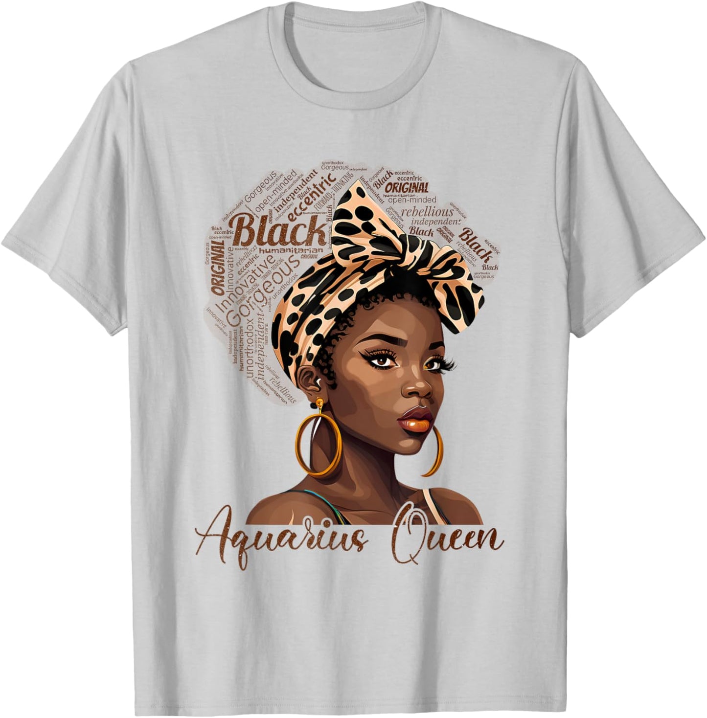 Aquarius Zodiac Black Queen Melatonin Birthday Astrology T-Shirt - T-Shirt | Ash