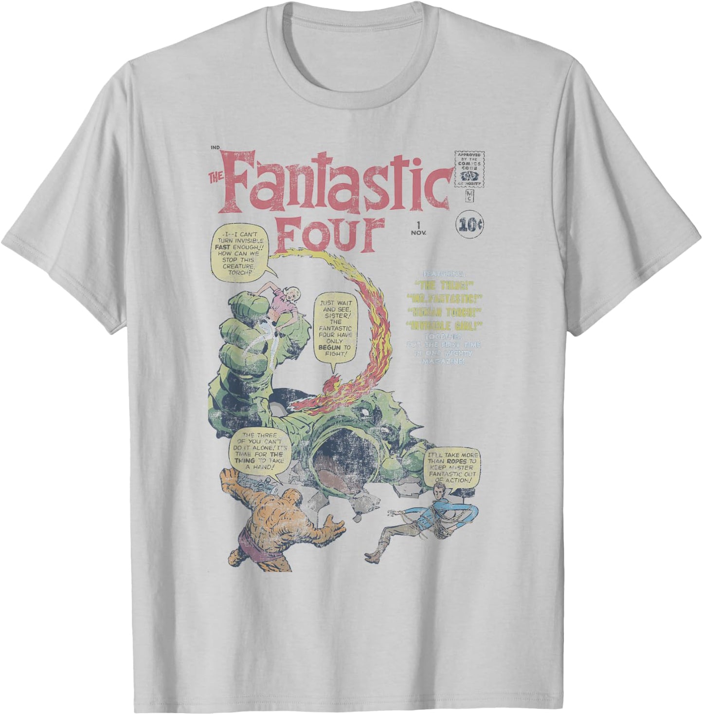 Marvel Fantastic Four First Appearance Vintage Comic Cover T-Shirt - T-Shirt | Ash
