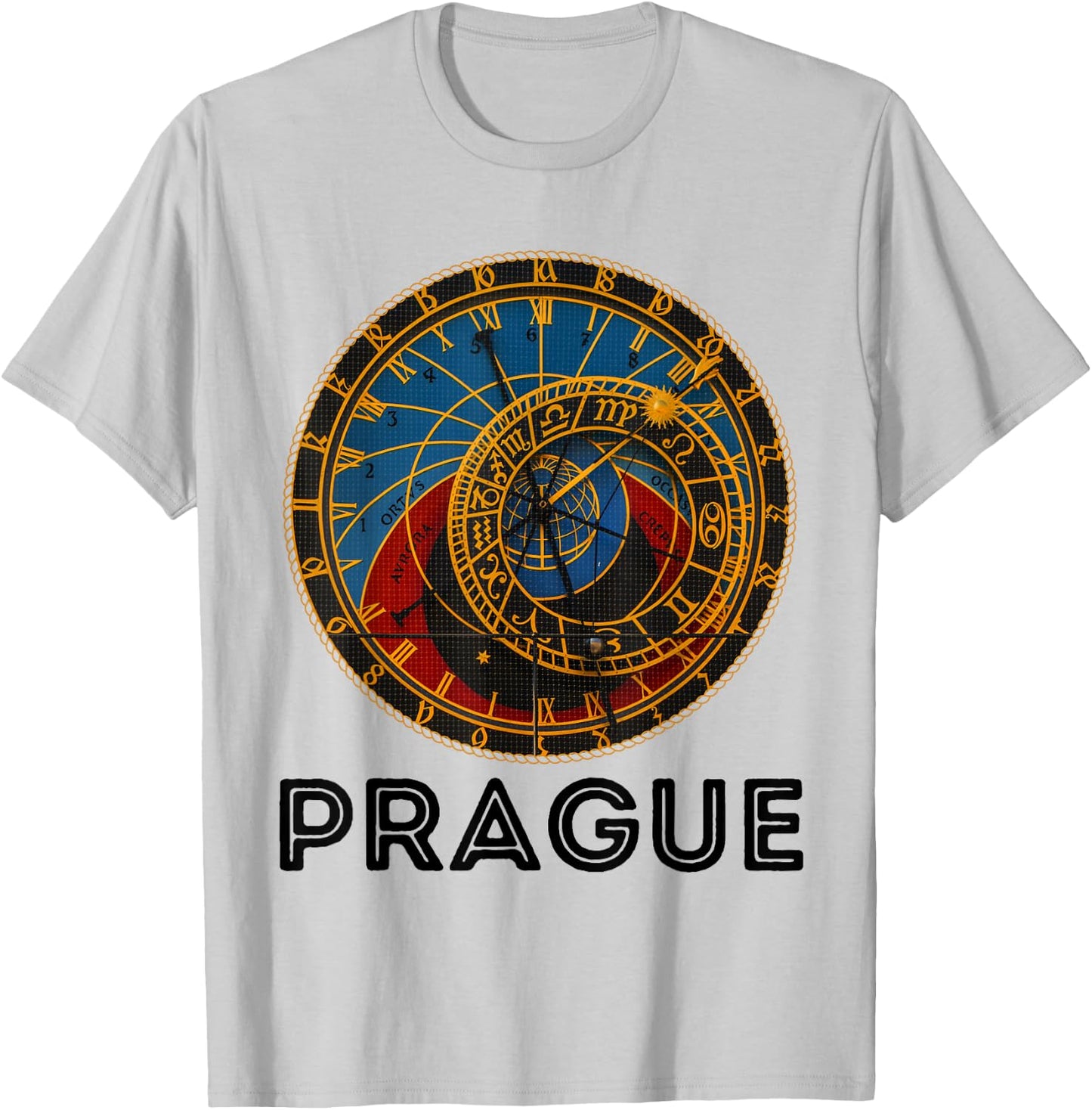 Prague Czech Republic Souvenir Astronomical Clock Prague T-Shirt - T-Shirt | Ash