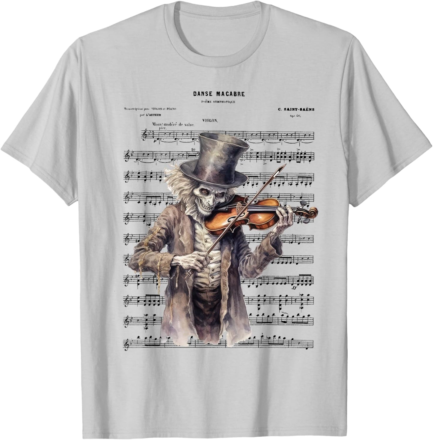 Danse Macabre Violin Halloween T-Shirt - T-Shirt | Ash