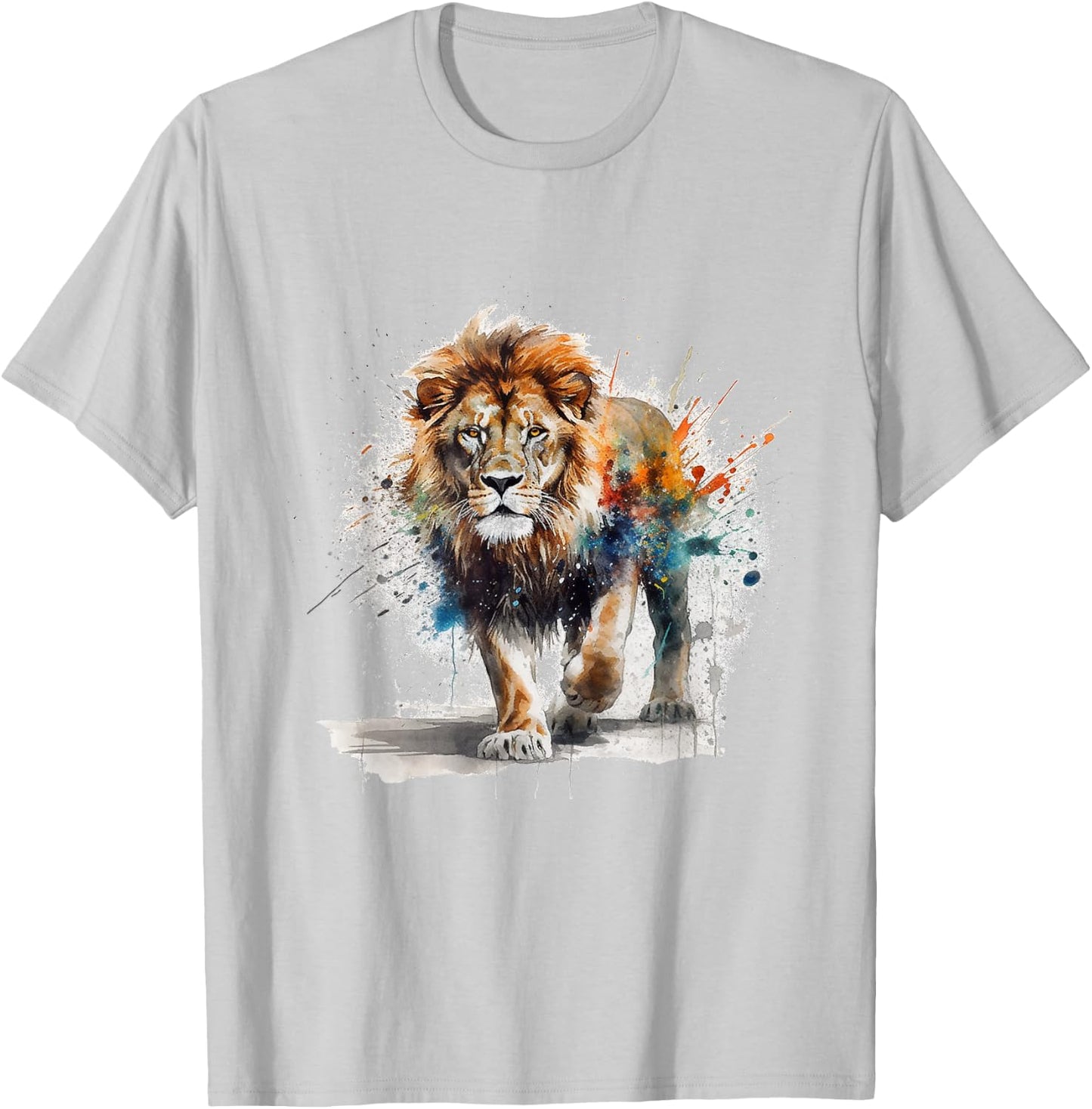 Lion Artwork - Colourful Art Zoo Animal Lion T-Shirt - T-Shirt | Ash