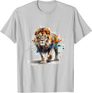 Lion Artwork - Colourful Art Zoo Animal Lion T-Shirt - T-Shirt | Ash