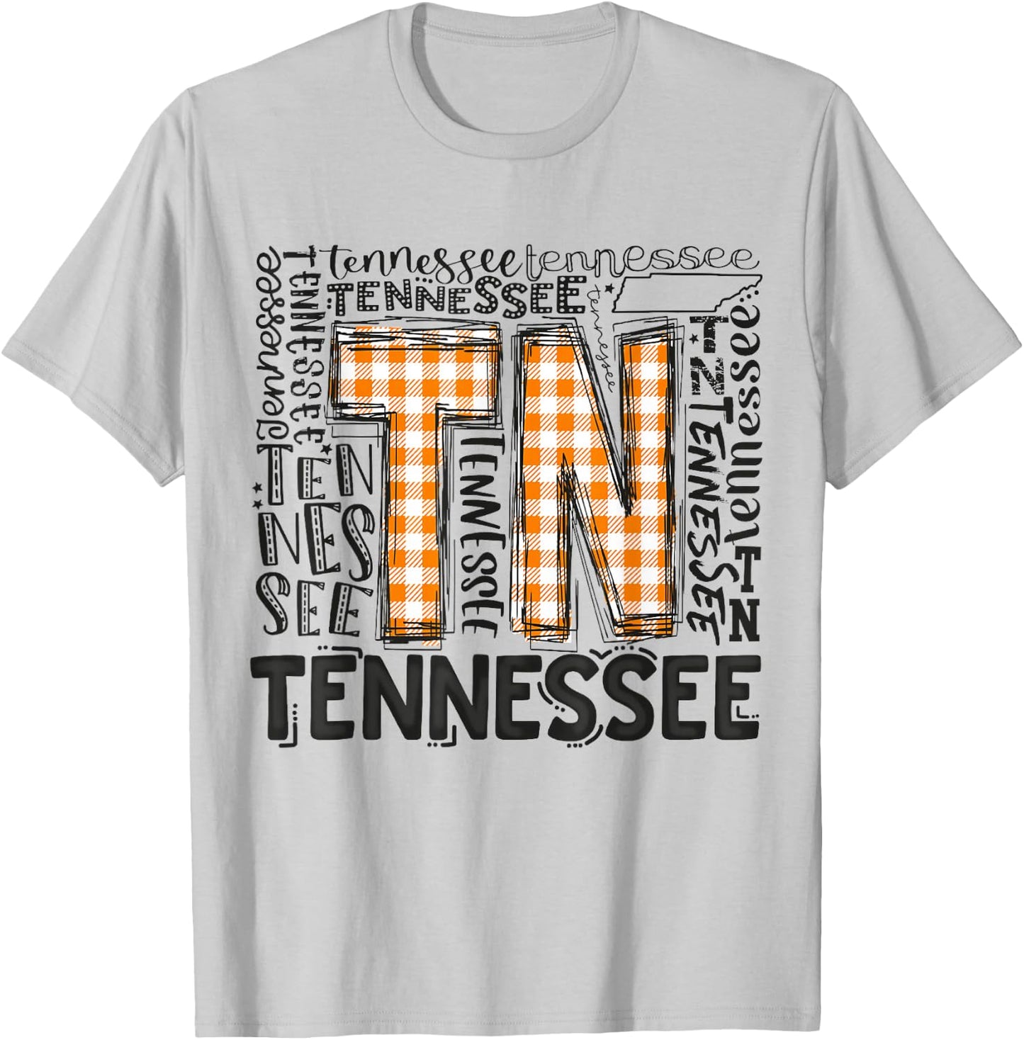 Tennessee State Flag Orange Plaid TN T-Shirt - T-Shirt | Ash