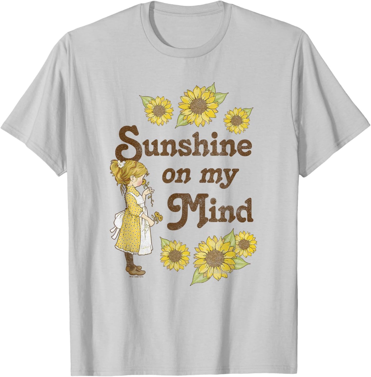 Holly Hobbie Sunshine On My Mind Sunflower Girl Vintage T-Shirt - T-Shirt | Ash