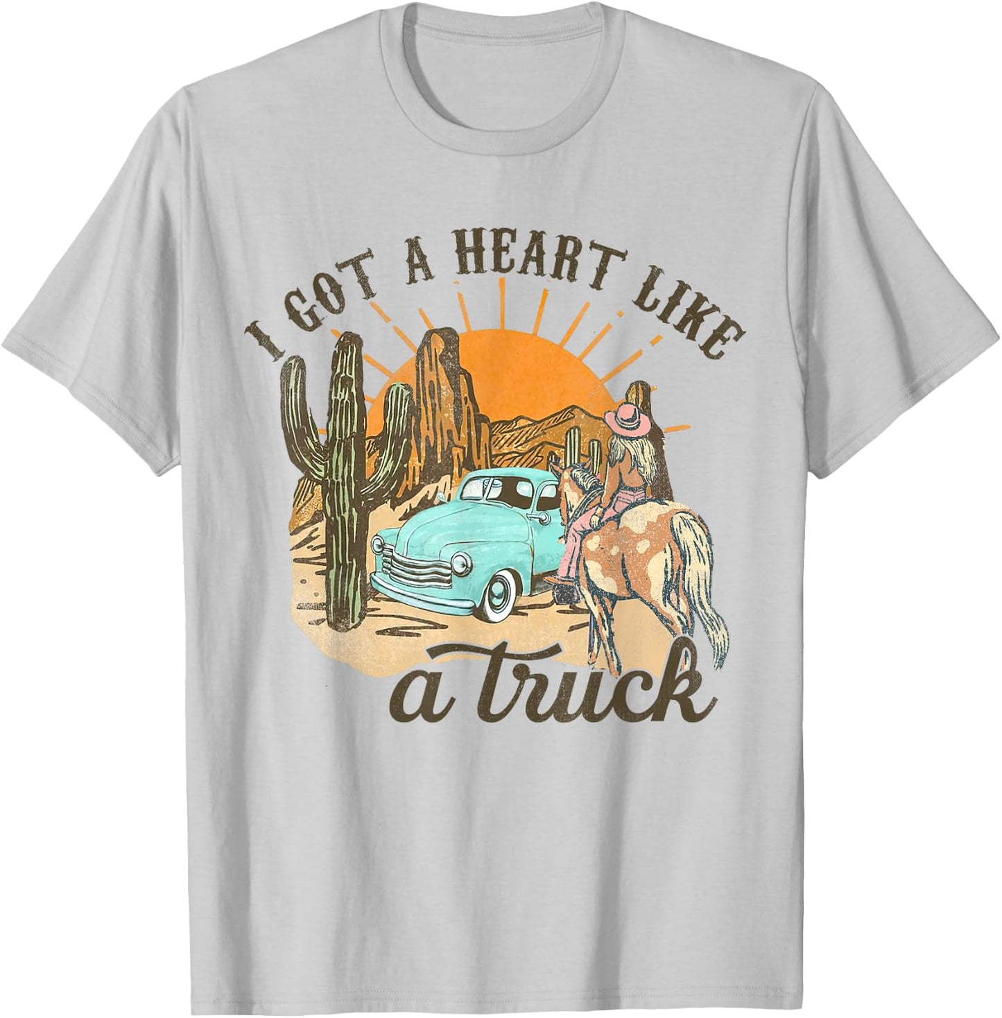 Heart Like A Truck, Howdy Rodeo Western, Southern Cowgirls T-Shirt - T-Shirt | Ash