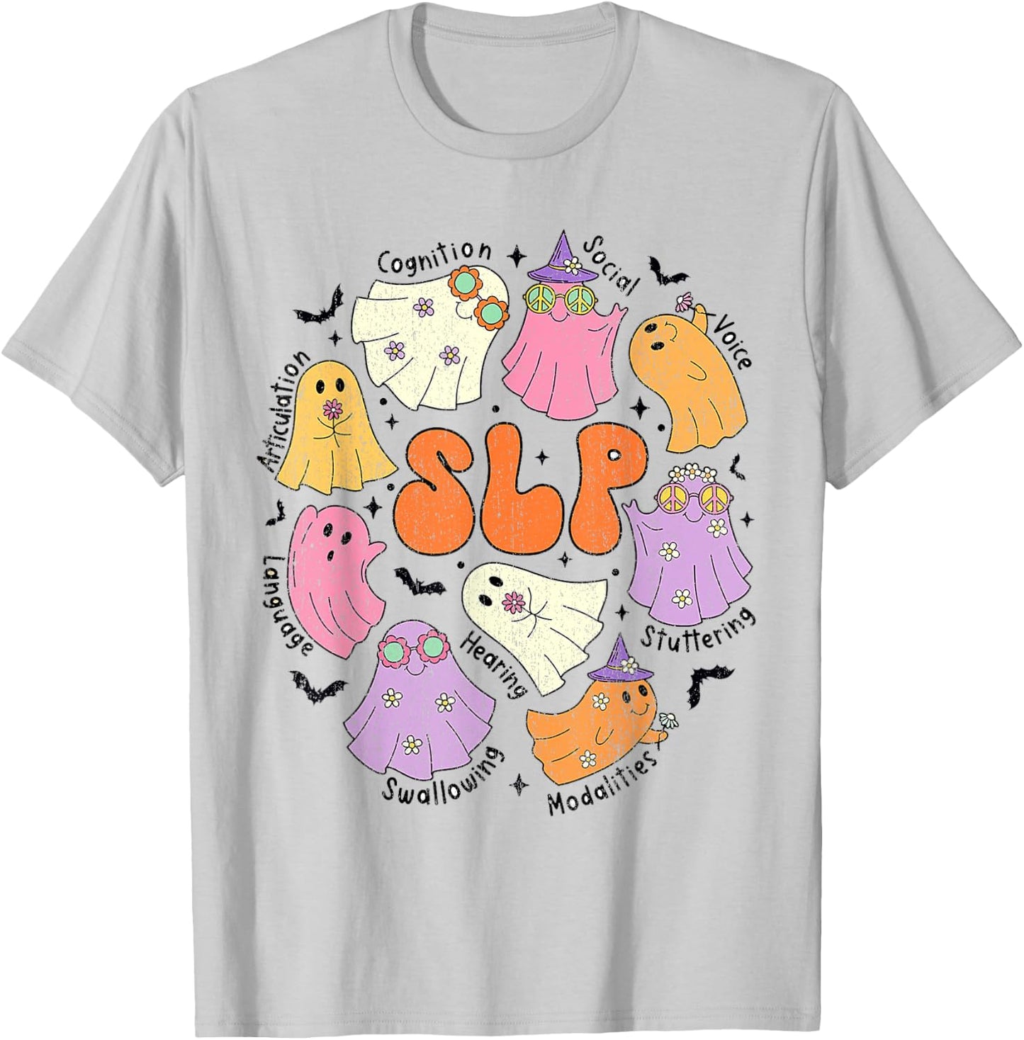 Speech Therapy SLP Ghost Speech Therapy Halloween Slp Hal T-Shirt - T-Shirt | Ash