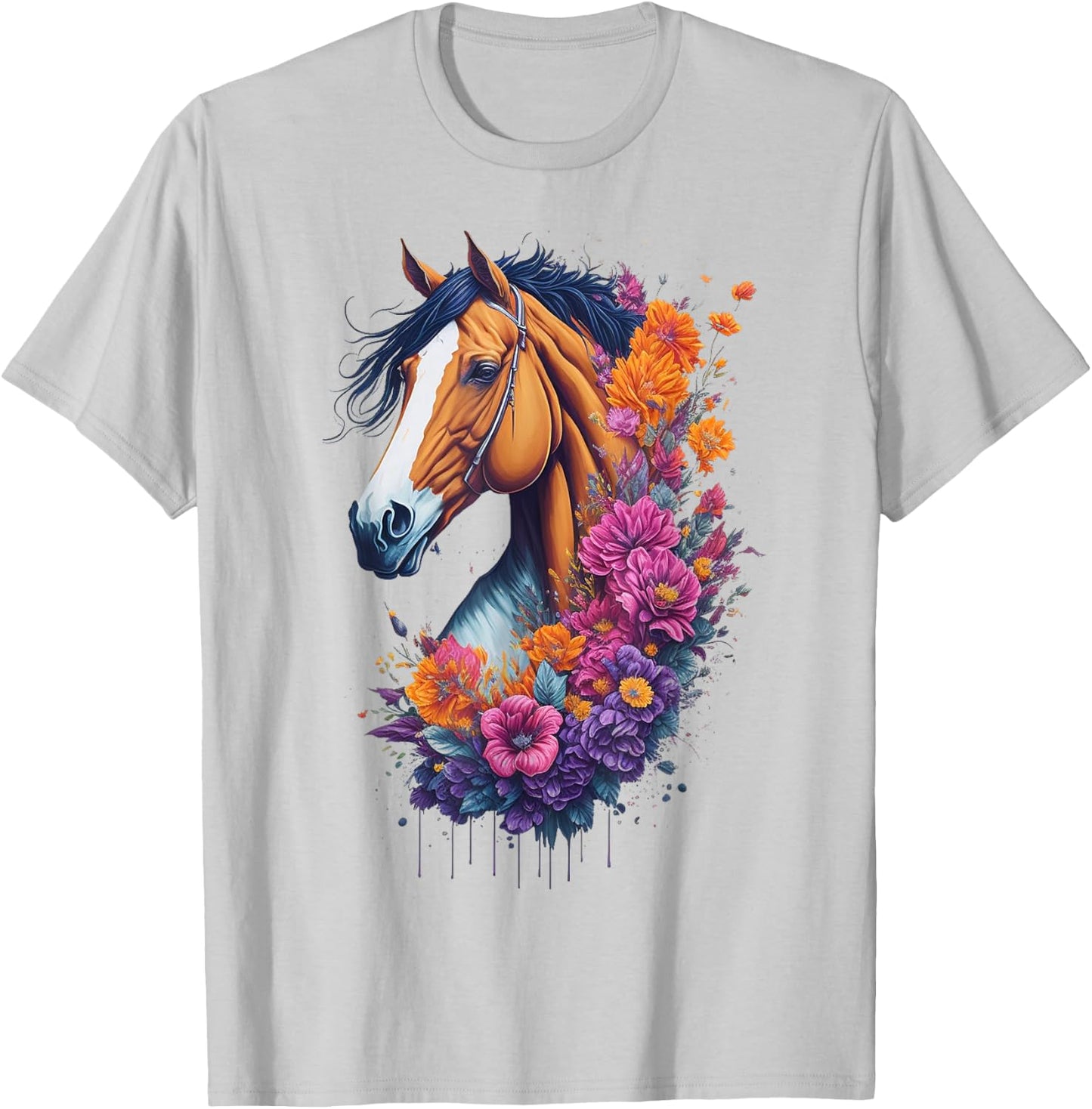 Flower Horse Spring Nature Horse Lovers & Men T-Shirt - T-Shirt | Ash
