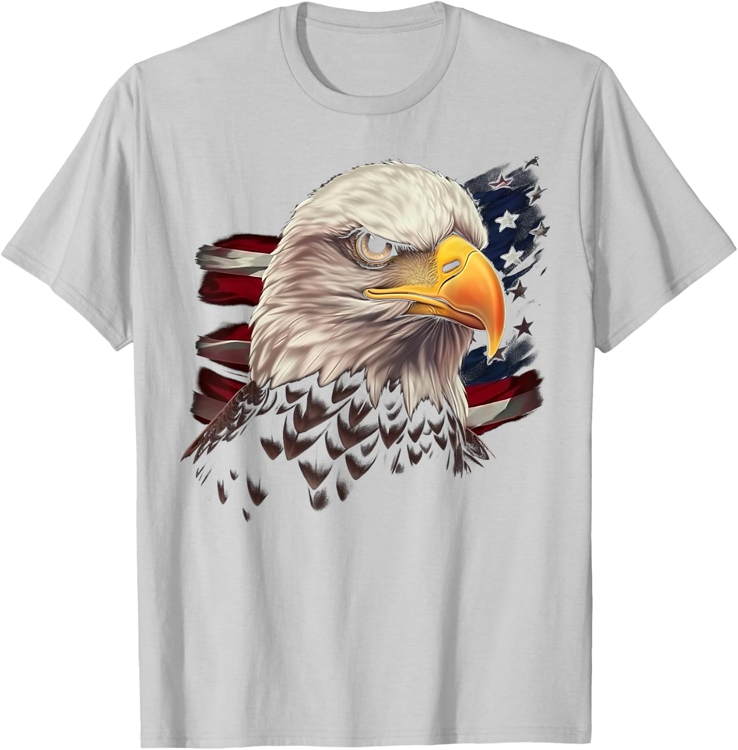 American Flag Eagle Birds USA Patriotic Design T-Shirt - T-Shirt | Ash