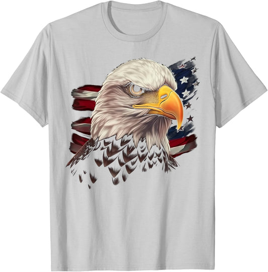 American Flag Eagle Birds USA Patriotic Design T-Shirt - T-Shirt | Ash