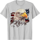 American Flag Eagle Birds USA Patriotic Design T-Shirt - T-Shirt | Ash