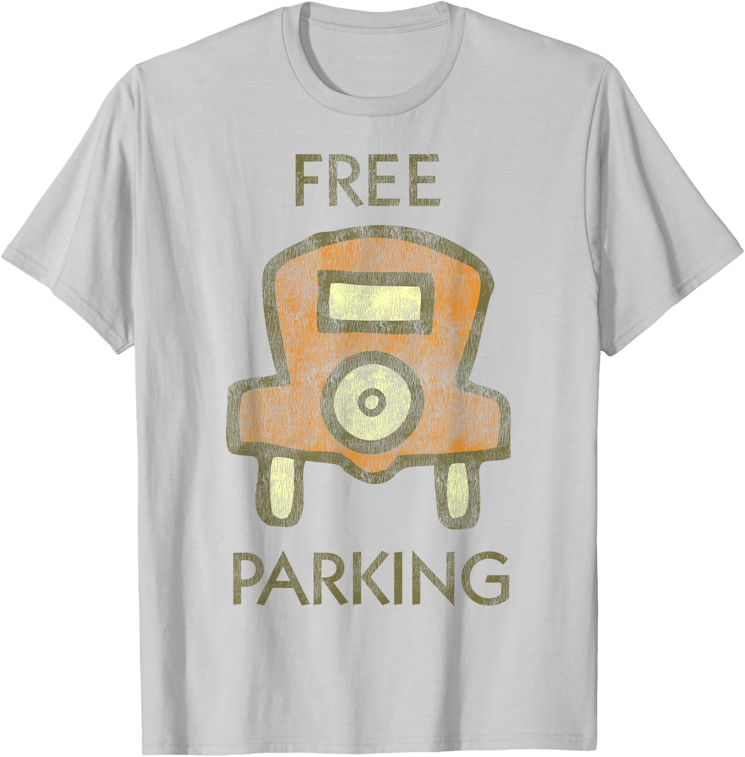 Monopoly Mr. Monopoly Free Parking Distressed Logo T-Shirt - T-Shirt | Ash