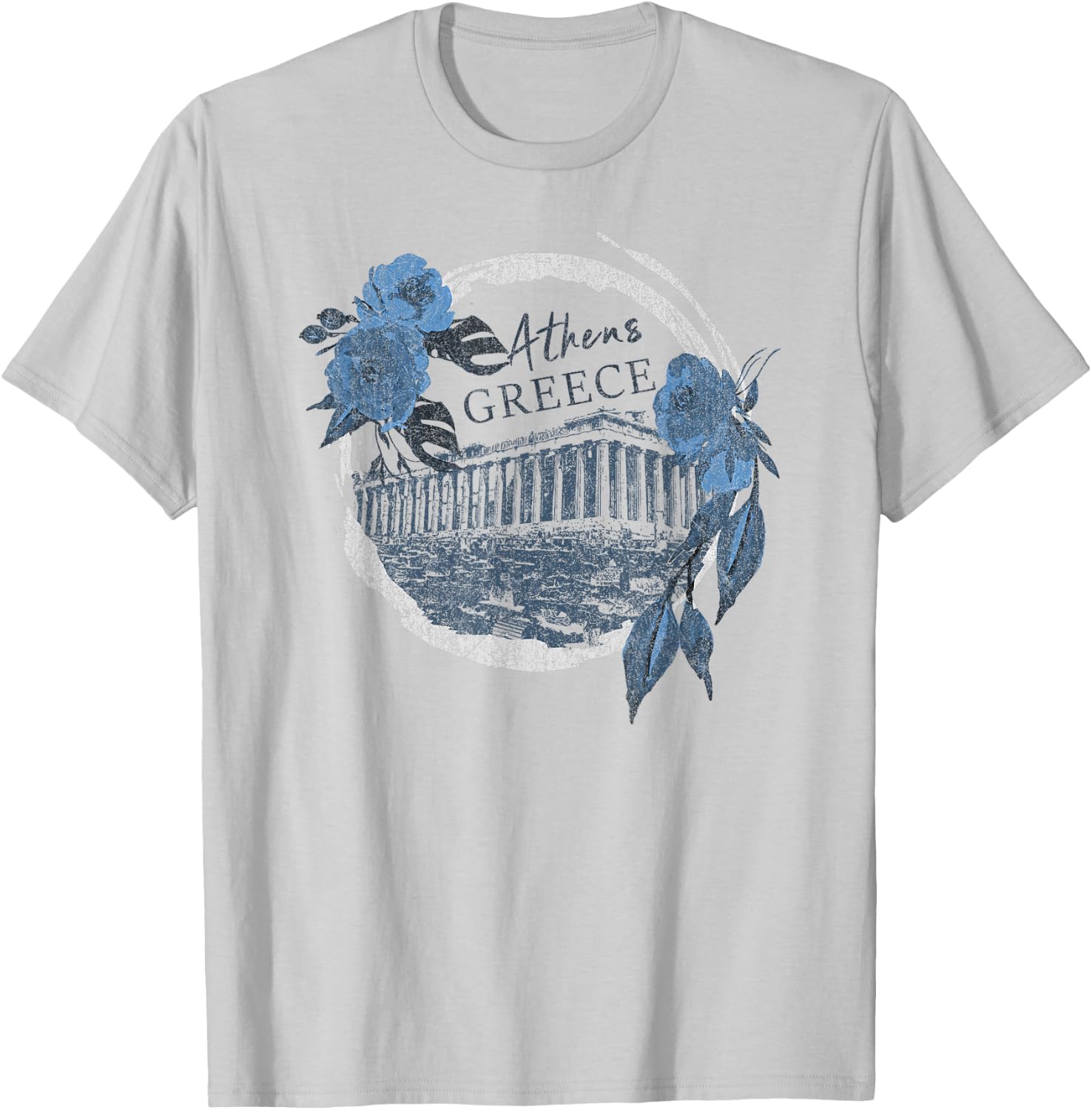 Athens Greece Parthenon Floral T-Shirt - T-Shirt | Ash