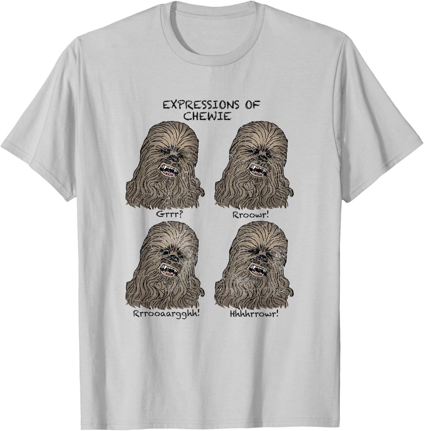 Star Wars Chewbacca Expressions Of Chewie Wookie Faces T-Shirt - T-Shirt | Ash