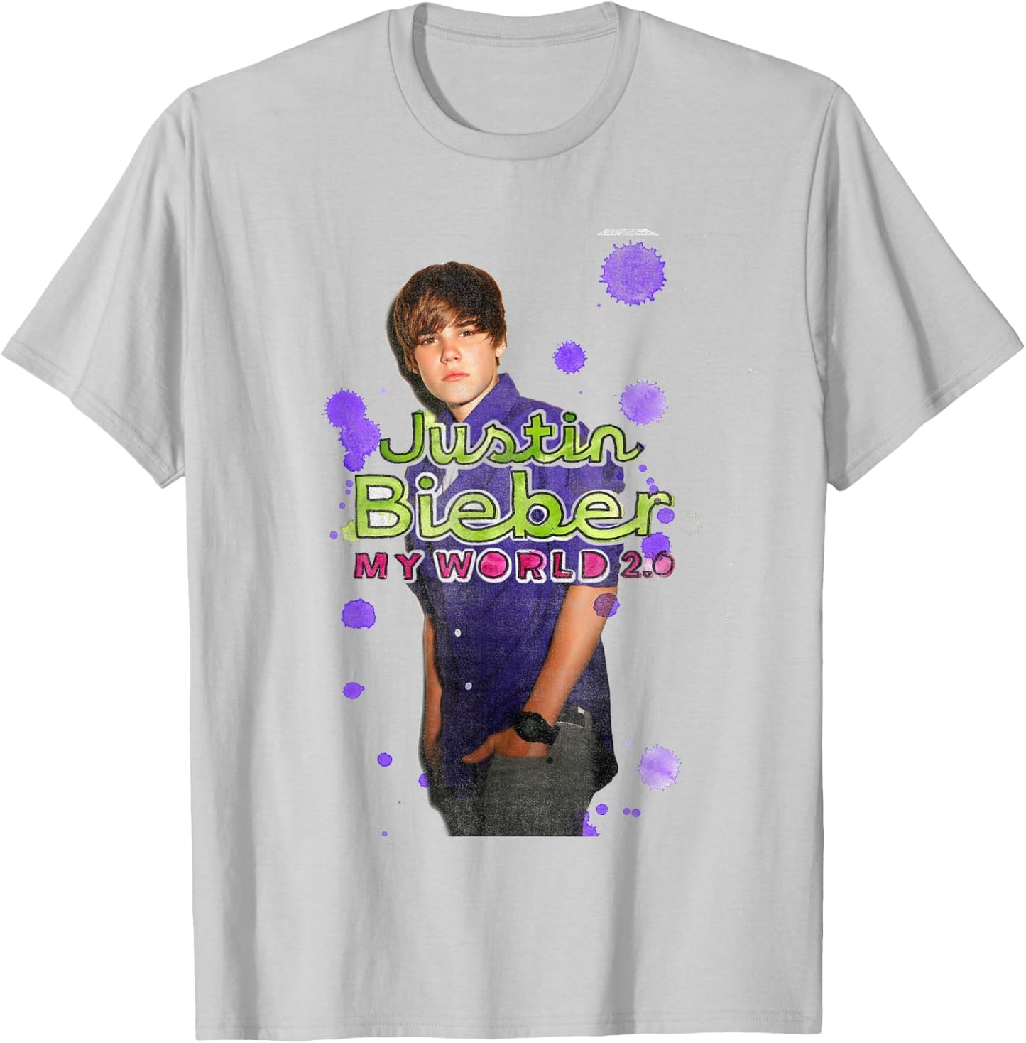 Official Justin Bieber My World 2.0 White T-Shirt - T-Shirt | Ash