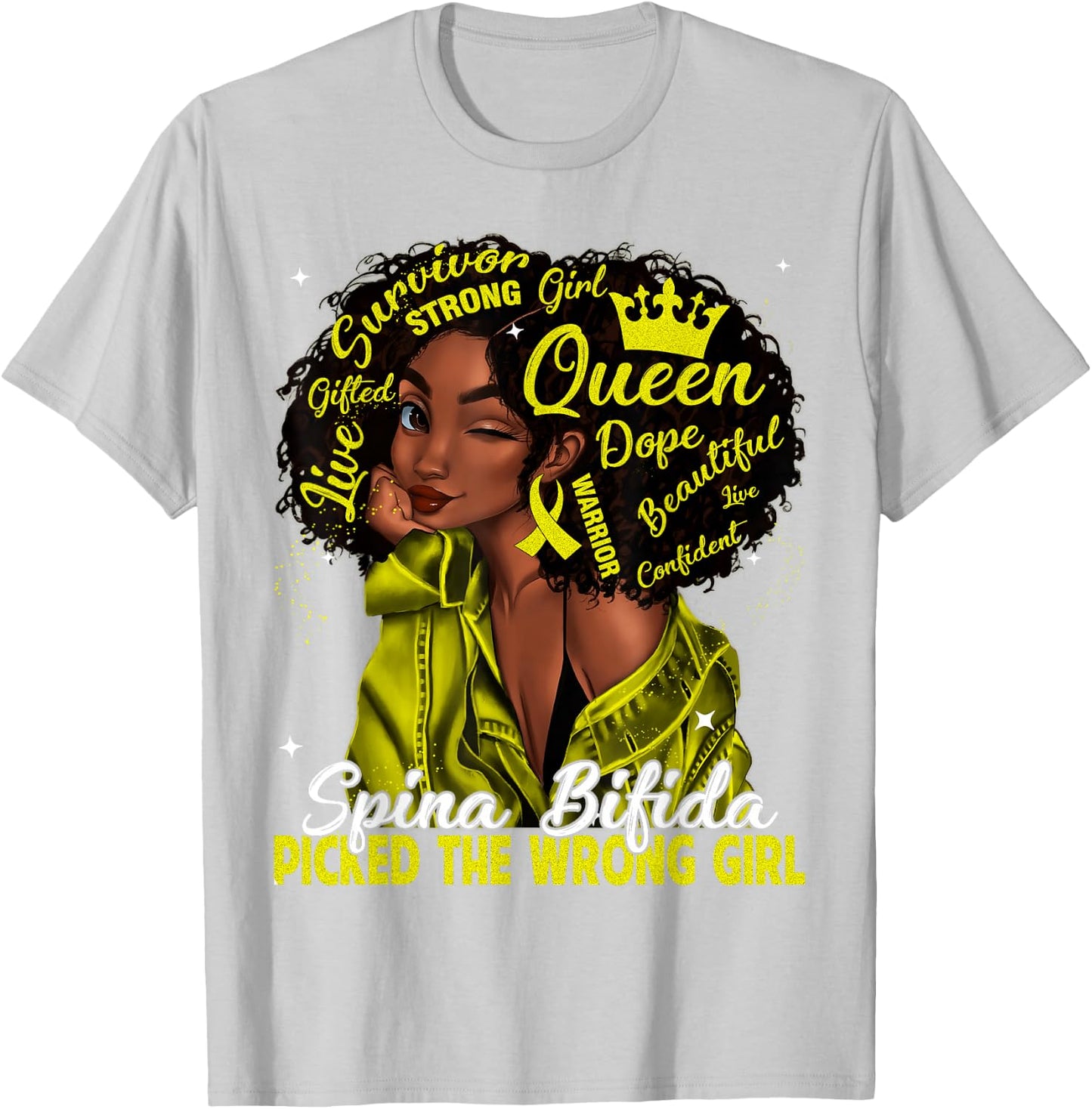 Spina Bifida Picked The Wrong Girl Black Queen Women Girls T-Shirt - T-Shirt | Ash