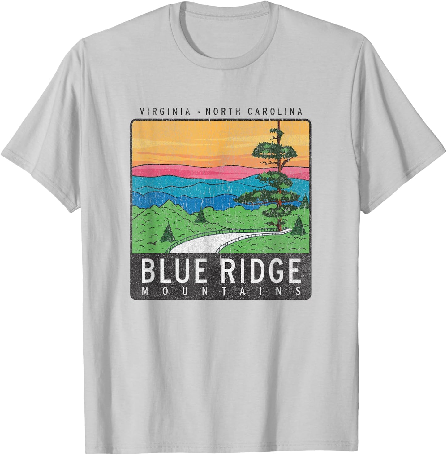 Blue Ridge Mountains National Park Retro T-Shirt - T-Shirt | Ash