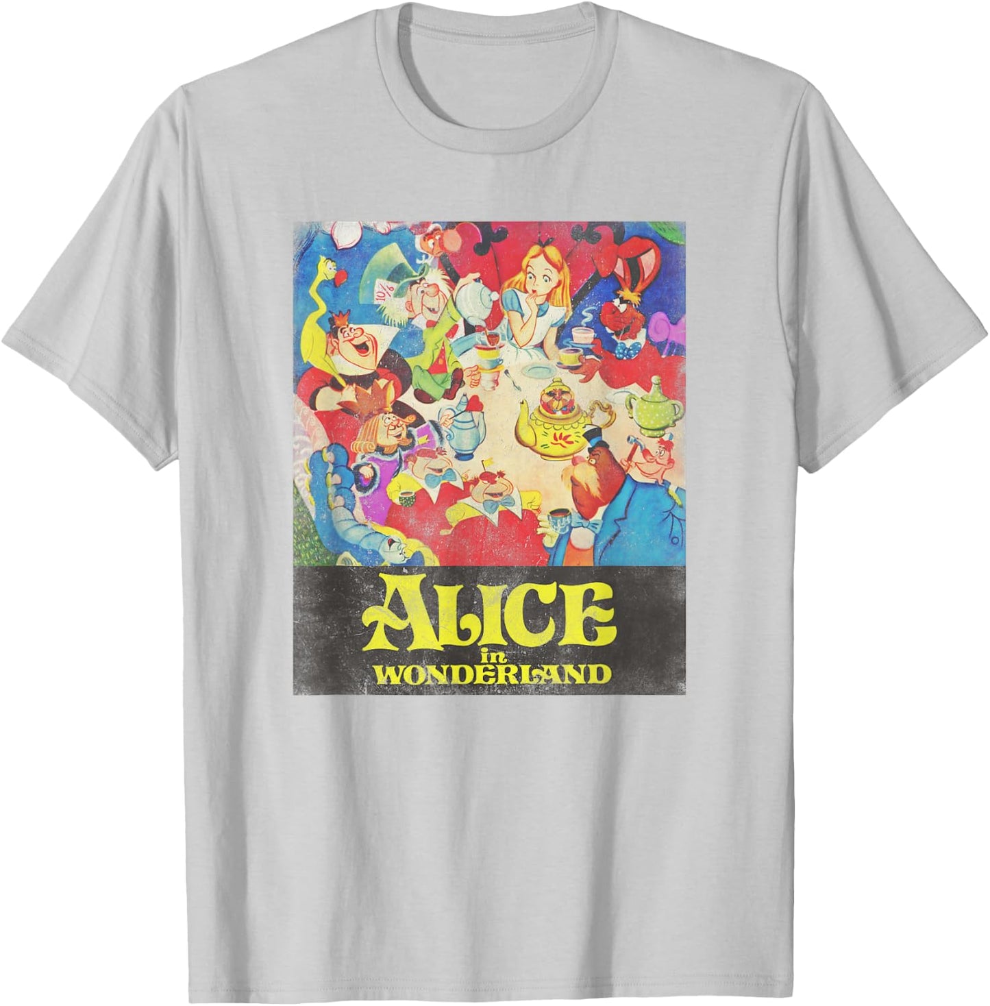 Disney Alice in Wonderland Group Vintage Tea Party T-Shirt - T-Shirt | Ash