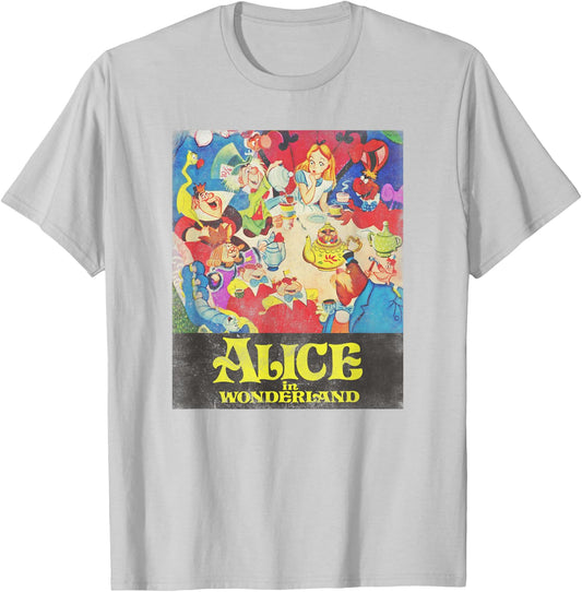 Disney Alice in Wonderland Group Vintage Tea Party T-Shirt - T-Shirt | Ash