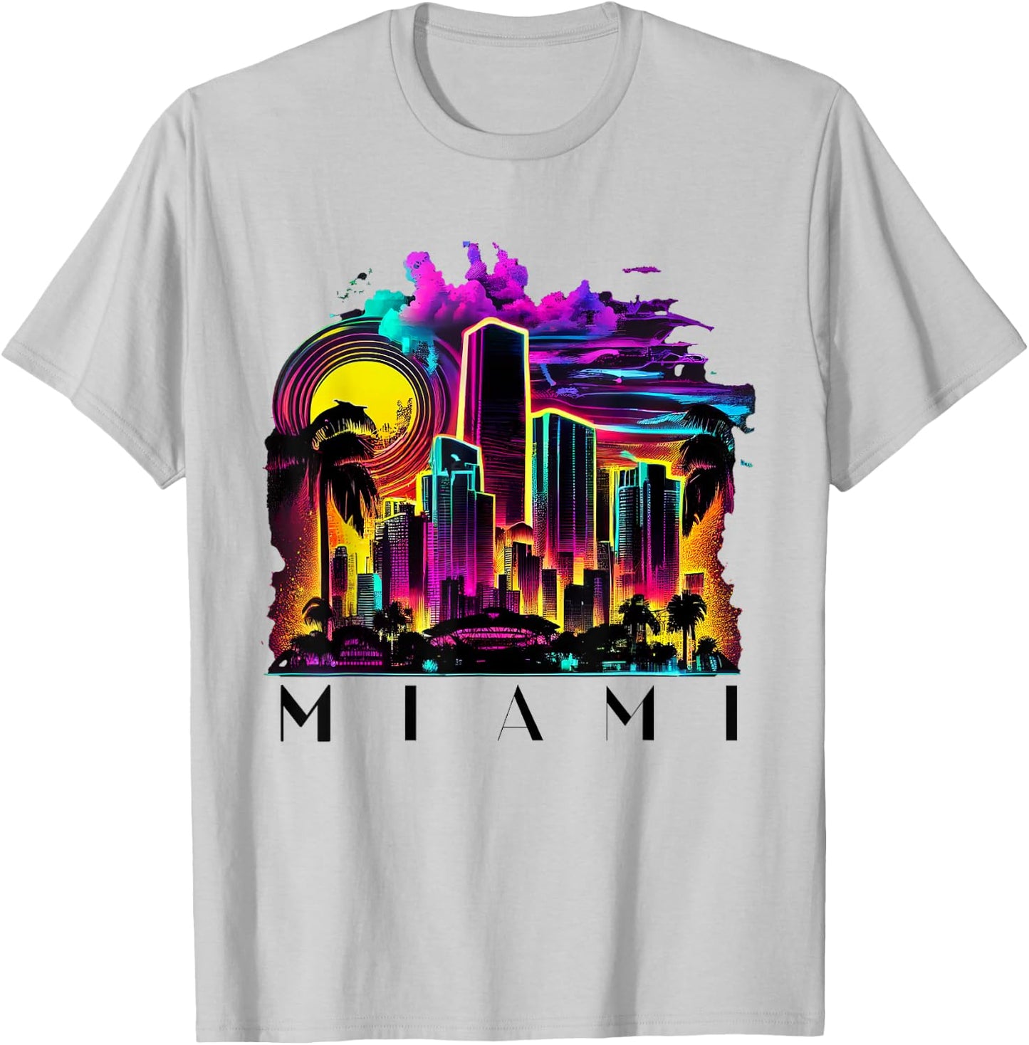Miami Men Florida Vibrant Colorful Miami Souvenir T-Shirt - T-Shirt | Ash