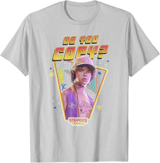 Stranger Things Dustin Henderson Do You Copy? Retro Logo T-Shirt - T-Shirt | Ash