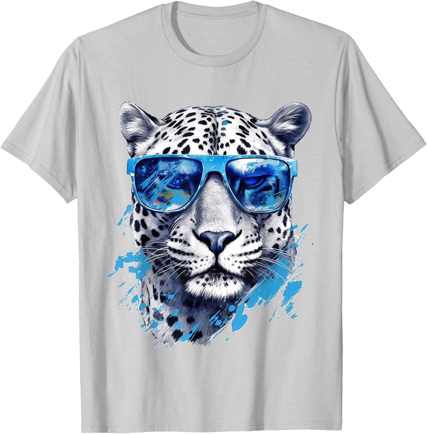 White Leopard Sunglasses Art - Animal Leopard T-Shirt - T-Shirt | Ash