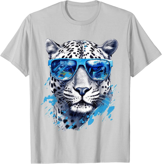 White Leopard Sunglasses Art - Animal Leopard T-Shirt - T-Shirt | Ash