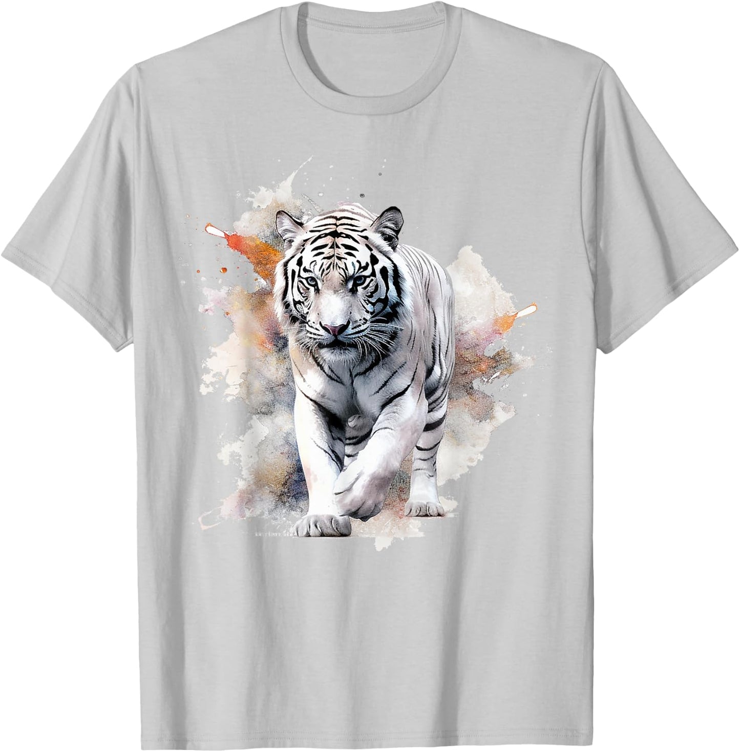 White Tiger Lover Artwork | Animal Motif Tiger T-Shirt - T-Shirt | Ash
