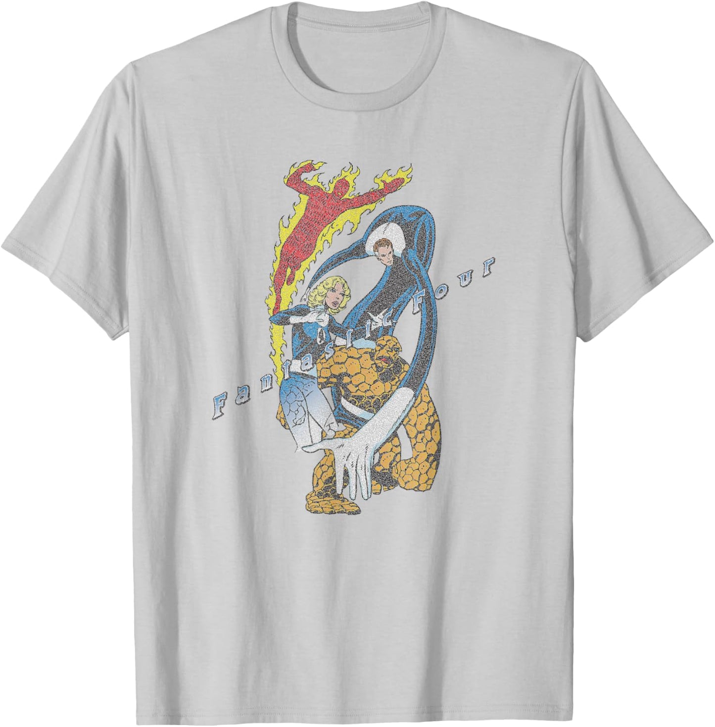 Marvel Fantastic Four Group Shot Comic Retro Vintage Logo T-Shirt - T-Shirt | Ash
