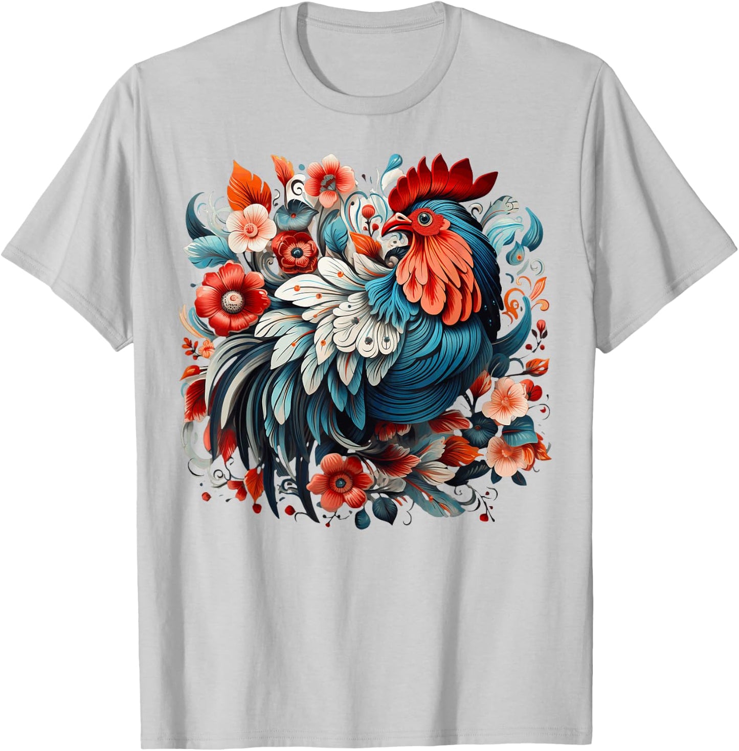 Chicken Floral T-Shirt - T-Shirt | Ash