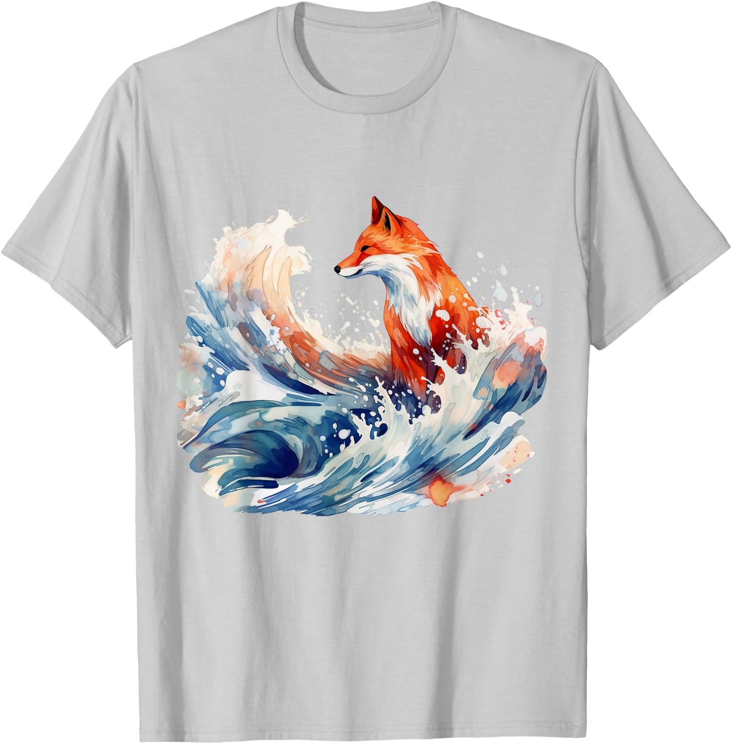 Fox Wave Artwork, Animal Art, Fox T-Shirt - T-Shirt | Ash
