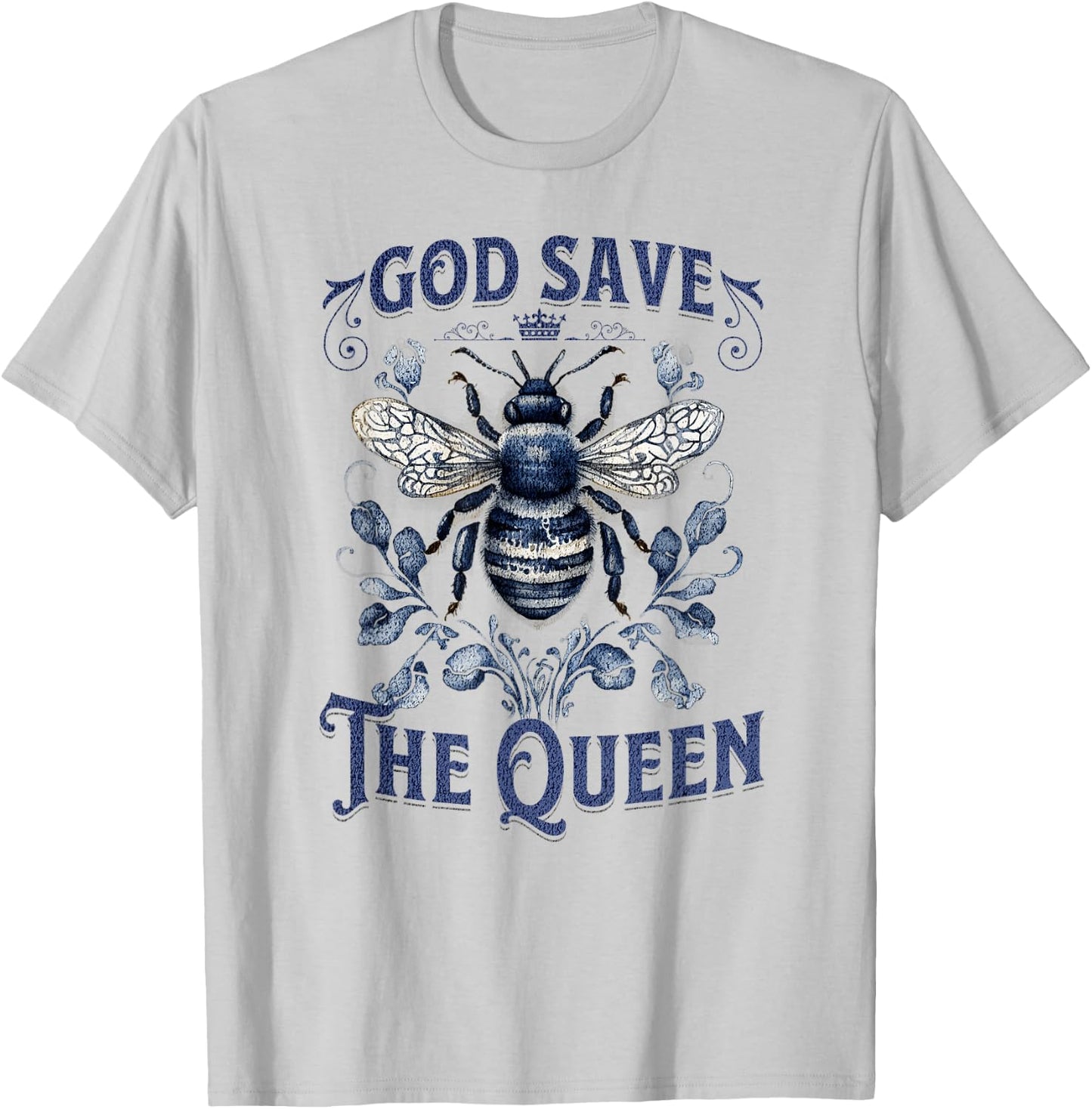God Save the Queen Native Gardening Bee Graphic T-Shirt - T-Shirt | Ash
