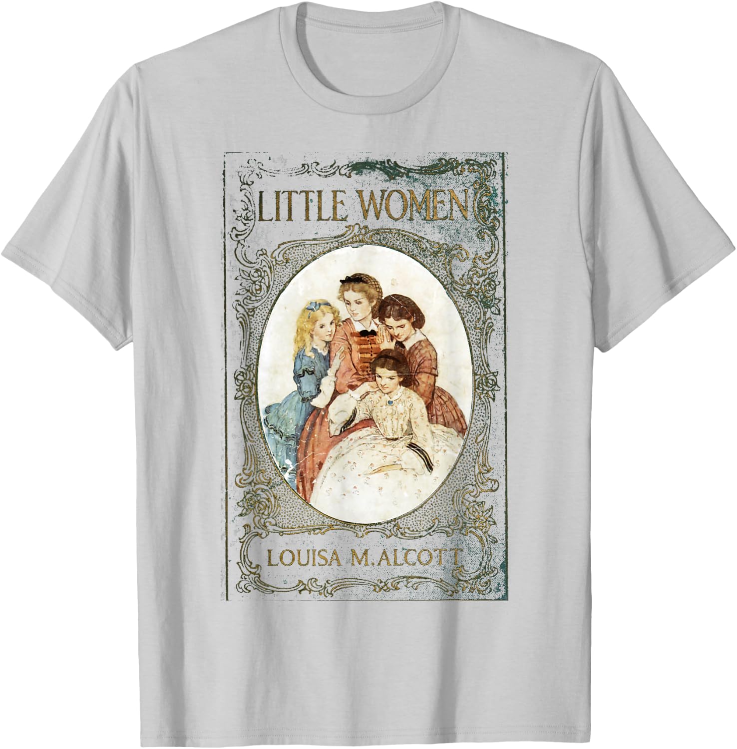 Little Women Louisa May Alcott Vintage Book Cover T-Shirt - T-Shirt | Ash