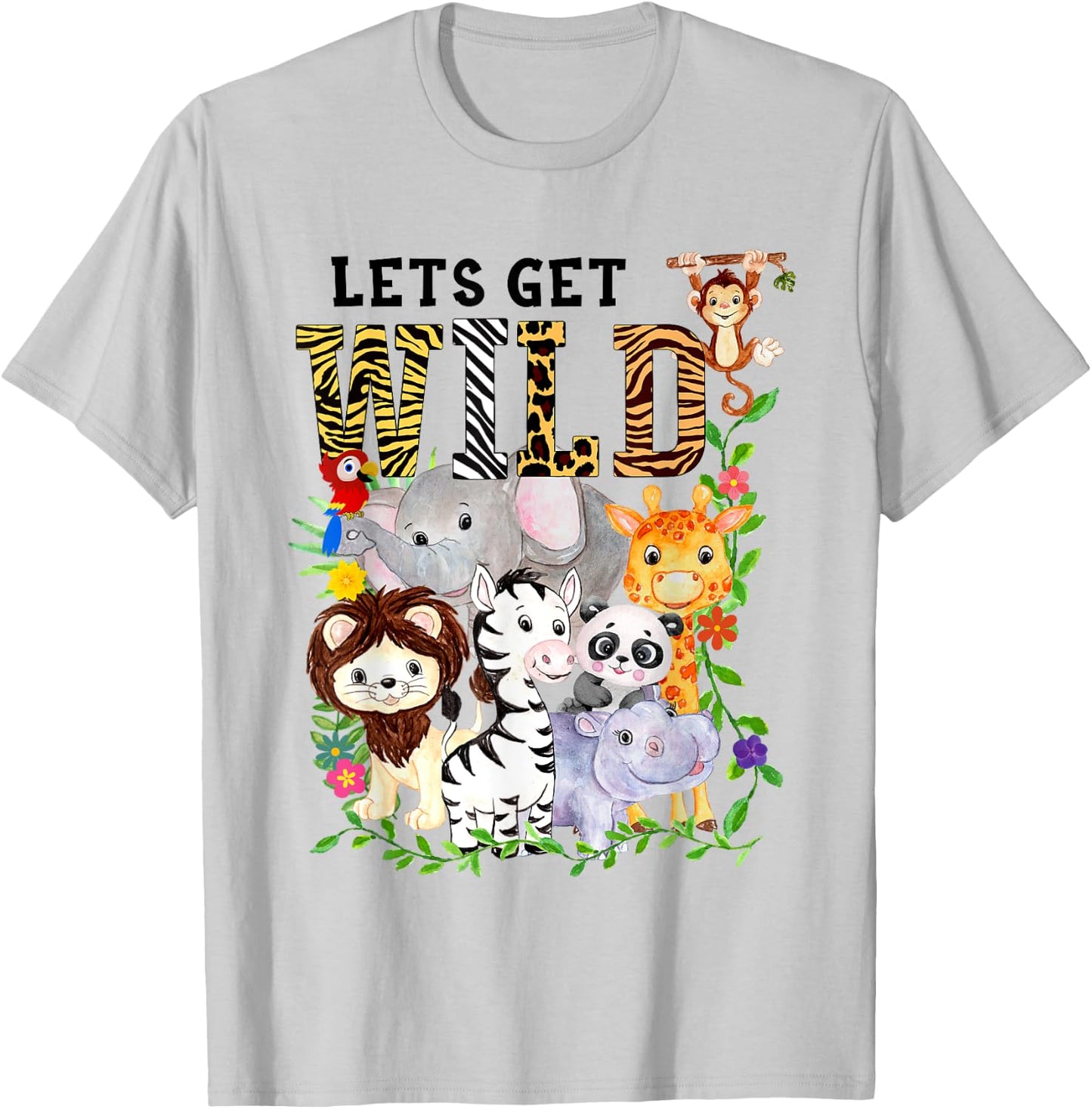 Let's Get Wild Zoo Animals Safari Party A Day At The Zoo T-Shirt - T-Shirt | Ash