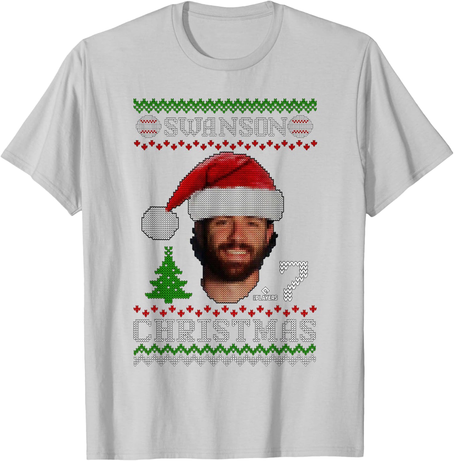 Dansby Swanson Chicago Baseball Christmas Sweater MLBPA T-Shirt - T-Shirt | Ash